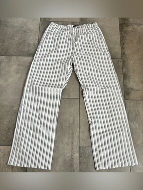 Brandy Melville white blue striped wide leg drawstring pants one size